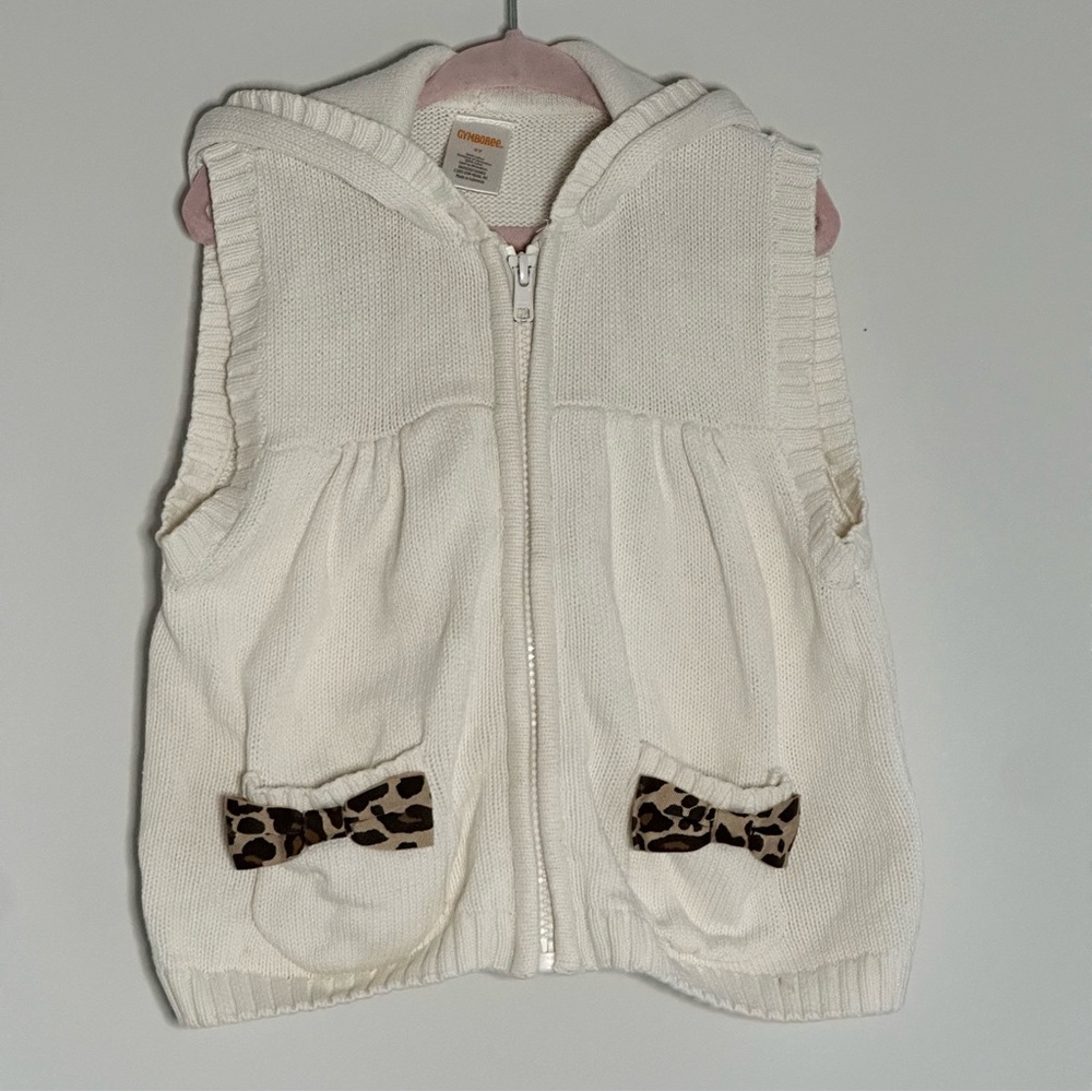 Gymboree Cream Knit Hooded Vest - 3T